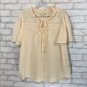 Perch sheer textured tie front blouse size 1XL